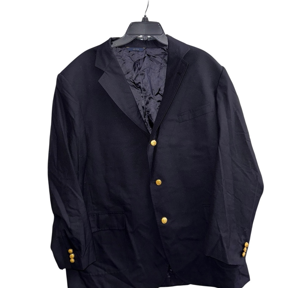 Brooks Brothers Classic Navy Blue Blazer with Gold Buttons Size 48L